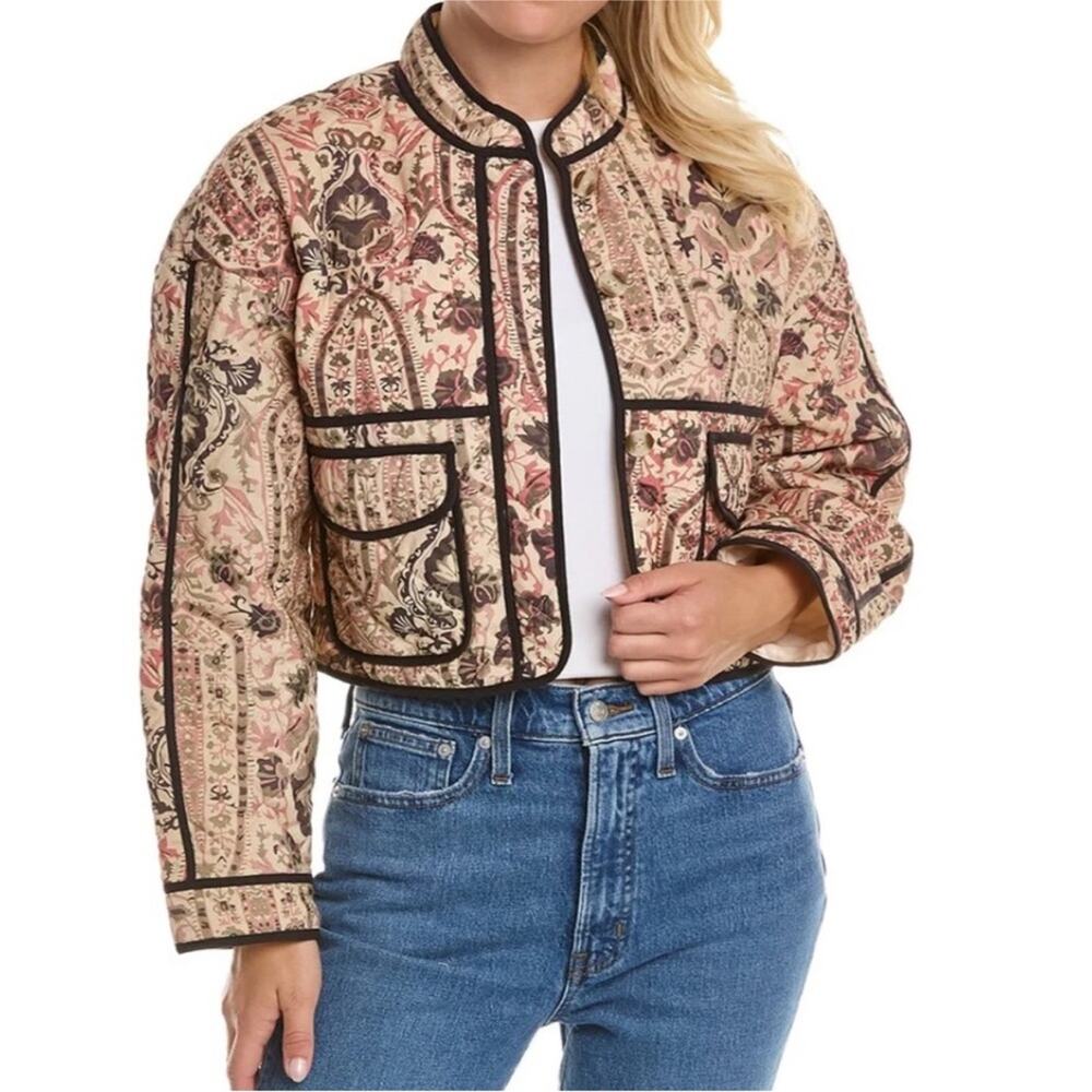 7 for All Mankind Floral Paisley Quilted Crop Jacket XS